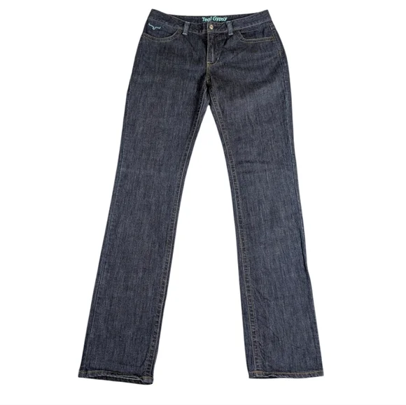 Kimes Ranch Teal Gypsy Straight Jeans Made USA Western Denim 16/38 J1842